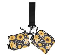 linqin Dwarf Sunflower - Portafoglio da donna con portamonete, sottile, rimovibile, con cerniera, tasca con cerniera, per donne e uomini, confezione da 2, Girasole Nano, 1 size