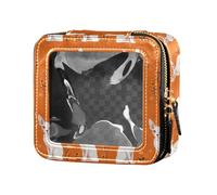 linqin Elegante trousse da viaggio con gatti arancione trasparente per cosmetici con cerniera, Elegant Cats Arancione, 1 size