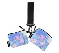 linqin Energetic Astronauta Lavanda Blush Portamonete da donna Porta Carte Carino Moda Cerniera Portafoglio con Cerniera Tasca Monete per Uomini Donne 2 Confezioni, Astronauta energico, 1 size