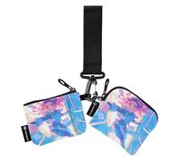 linqin Energetic Astronauta Lavanda Portamonete da donna, piccolo porta carte d'identità staccabile, con tasca con cerniera, per uomini e donne, confezione da 2, Energico Astronauta Lavanda, 1 size