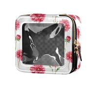 linqin Estetica Red Dahlia Clear Makeup Bag Borse da Viaggio per Articoli da toeletta Portatile Make Up Organizer per Volare, Dalia Rossa Estetica, 1 size