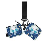 linqin Fairy-tale Sirene Blu Doppio Portafoglio da Polso per Le Donne Sottile Portatile Porta Carte Portafoglio Soldi Organizer con Cerniera per Uomo Donna 2 Pz, Sirene Fiabe Blu, 1 size