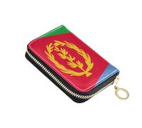 linqin Flag Eritrea Dimensioni accurate Palma Mini Portafoglio per carte da viaggio Essential RFID Blocco PU Pelle 9