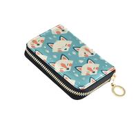 linqin Gemetric Fox Faces - Mini portafoglio per carte da viaggio, con blocco RFID, in pelle PU, 9 scomparti per carte di credito, per uso quotidiano