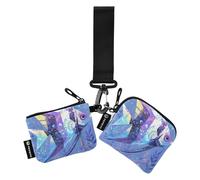 linqin Giant Fish - Portafogli da donna, con doppio cinturino da polso, con cinturino da polso, unisex, confezione da 2, colore: viola, Pesce Gigante Viola Medio, 1 size