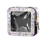 linqin Gradiente fiori viola carino viaggio trucco borsa trasparente impermeabile viaggio toilette borsa in pelle organizer borse per viaggiare