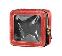 linqin Grande borsa per il trucco trasparente con garofano rosso per borsa da viaggio borsa da toilette borse cosmetiche organizer per donne