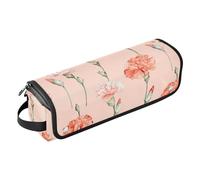 linqin Graziosa borsa da viaggio per attrezzi per capelli rosa e arancione, con tappetino in ferro, organizer per strumenti per capelli, per raddrizzatori, arricciacapelli, asciugacapelli da donna