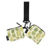 linqin Green Ananas Portamonete da donna, formato compatto, organizer per banconote, con tasca con cerniera, per lavoro, viaggi, 2 pezzi, Ananas Verde, 1 size