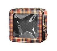 linqin La chiara borsa da toilette controllata variopinta delle borse di trucco con la borsa di cura di pelle della chiusura lampo per il viaggio, A quadri colorati, 1 size