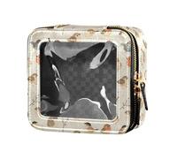 linqin Little Birds Beige Carino Makeup Case Bag Trasparente Viaggio Toiletry Bag Leather Organizer Borse per Viaggio, Uccelli Beige, 1 size