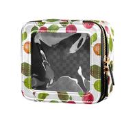 linqin Mini borsa da trucco trasparente con frutti rossi e gialli, Frutti Gialli Rossi, 1 size