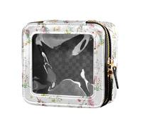 linqin Mini borsa da trucco trasparente con unicorni colorati in pelle trasparente borsa da toilette organizer per trucco per volare, Unicorni colorati, 1 size