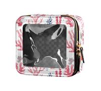 linqin Mini borsa da viaggio trasparente con coralli di pesca per articoli da toeletta borsa per la cura della pelle per le donne, Coralli Pesca, 1 size