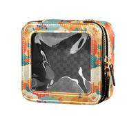linqin Mini borsa per trucco trasparente in pelle trasparente con zucche gialle rosse giganti, borsa da toilette organizer per cosmetici per volare, Pumkins Giganti Gialli Rossi, 1 size