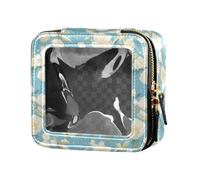 linqin Mini borsa trasparente per trucco da viaggio con neve bianca gelsomino trasparente borsa da toilette in pelle organizer per viaggi, Neve di gelsomino bianco, 1 size