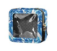 linqin Mini contenitori per trucco da viaggio con foglie azzurre trasparenti, Foglie Azzurre, 1 size