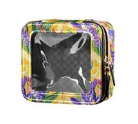 linqin Mini trousse per trucchi con fiori di lavanda, gialli, trasparenti, per cosmetici, Fiori di lavanda Giallo, 1 size