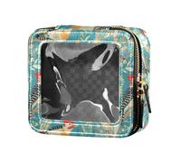linqin Mini trousse trasparente con picchio rosso arcobaleno e uccellini, in pelle trasparente, per articoli da toeletta e cosmetici, organizer per volare, Picchio Uccelli, 1 size