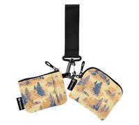 linqin Mystical Yellow Trees - Portafogli da donna con scomparti per carte di credito, piccolo portafoglio staccabile con cerniera e tasca portamonete, per donne e ragazze, confezione da 2, Alberi