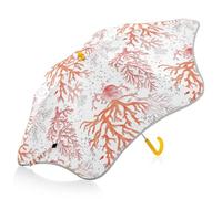 linqin Ombrello arancione corallo bianco per bambini piccoli e piccoli ombrello UV con striscia riflettente, ombrello di sicurezza con manico a gancio facile da impugnare per ragazze e