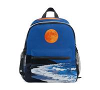 linqin Orange Moon & Ocean Waves on Road - Mini zaino per bambini con targhetta per nome, per asilo mochila para ni?as de 4 a?os