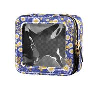 linqin Piccola borsa da toilette trasparente con fiori di camomilla gialla con cerniera organizer per trucco per volare, Fiori di camomilla gialla, 1 size