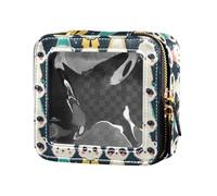 linqin Piccola borsa per il trucco trasparente con viso di animale carino per borsetta impermeabile da viaggio borsa da toeletta borsa organizer per smalto per unghie, borsa organizer per volare