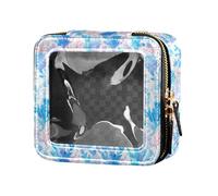 linqin Piccola trousse da viaggio per cosmetici, con coralli rosa e blu, borsa organizer per smalto per unghie, colore blu e rosa, 1 taglia unica, Blu Rosa Coralli, 1 size