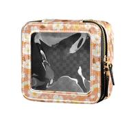 linqin Piccoli fiori bianchi gialli trasparenti piccoli cosmetici borsa da toilette mini contenitori per trucco da viaggio, Piccoli fiori bianchi gialli, 1 size