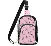 linqin Piccoli portafogli trasparenti da uomo con tasche multiple | Cinghia in tessuto di cotone, per tutte le stagioni, uso quotidiano, nessun dolore alle spalle, motivo floreale con uccellini