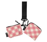 linqin Pink Buffalo Check - Portafoglio portamonete da donna con porta carte d'identità portatile, con tasca con cerniera, per donne e ragazze, confezione da 2, Buffalo rosa a quadri, 1 size