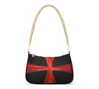 linqin Pochette da donna con tasca privacy con cerniera | Croce dei cavalieri templari, consistenza morbida e liscia, decorazione a catena in oro massiccio, gite quotidiane