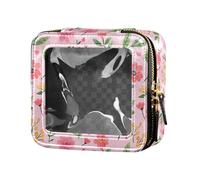 linqin Pochette da viaggio in pelle con fiori di pesca chiara, piccola borsa da toilette in pelle per la cura della pelle, Fiori di pesca chiaro, 1 size