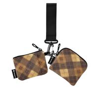 linqin Portafogli da donna a quadri cammello custodie per carte piccolo portafoglio portatile con cerniera portamonete con portachiavi per donne uomini 2 pezzi, Controllo cammello, 1 size