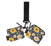 linqin Portafogli portamonete da donna con girasoli nani piccoli porta carte d'identità portatili protettori con tasca con cerniera per donne uomini 2 pezzi, Girasoli Nani, 1 size