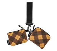 linqin Portafoglio portamonete da donna giallo marrone Buffalo Checks porta carte d'identità grande capacità con portachiavi per signore ragazze 2 pezzi, Giallo Marrone Buffalo Checks, 1 size