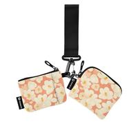 linqin Portafoglio portamonete da donna unico con fiori e bianchi, formato compatto, organizer per banconote, con cerniera e tasca portamonete, per donne e uomini, confezione da 2, FIORE e bianchi