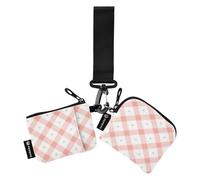 linqin Portamonete da donna bianco rosa a scacchiera porta carte di credito piccolo portatile portamonete portachiavi con tasca con cerniera per signore ragazze 2 pezzi, Scacchiere Bianche Rosa, 1