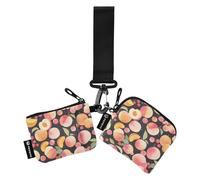 linqin Portamonete da donna carino color pesca nero custodie per carte d'identità sottili portatili porta carte di identità con portachiavi per uomini e donne 2 confezioni, Carino Pesca Nero, 1 size