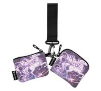 linqin Portamonete da donna con unicorni giganti, viola, grande capacità, porta carte di credito, con tasca portamonete con cerniera, per donne e uomini, 2 pezzi, Unicorni Giganti Viola, 1 size