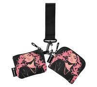 linqin Portamonete da donna rosa orientale, mini portamonete alla moda, con tasca con cerniera, per donne e ragazze, confezione da 2, Rosa Orientale Donne, 1 size