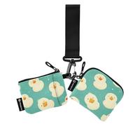 linqin Portamonete doppio bianco con faccia d'anatra, porta carte di credito, mini portafoglio alla moda con cerniera e tasca portamonete per donne e uomini, confezione da 2, Bianco Carino Duck Face