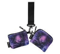 linqin Purple Girl - Portamonete da donna, porta carte d'identità, sottile, portatile, con portachiavi, per donne e uomini, confezione da 2, Ragazza Viola, 1 size