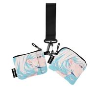 linqin Quiet - Portamonete doppio da donna, con chiusura lampo, con cinturino da polso, per uomini e donne, confezione da 2, Donne tranquille, 1 size