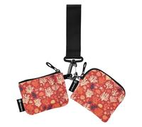 linqin Red Corals, portamonete da donna, mini portamonete alla moda, organizer per banconote, con cinturino da polso, per donne e uomini, confezione da 2, Coralli Rossi, 1 size