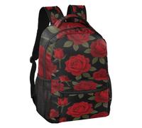 linqin Romantico Red Rose Multi Pocket Zaino da viaggio S, Rosa Rossa Romantica, Medium, Zaino