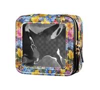 linqin Sacchetto cosmetico di viaggio della borsa di trucco trasparente dei fiori variopinti della primavera piccola borsa cosmetica per il viaggio, Fiori primaverili colorati, 1 size