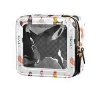 linqin Sacchetto di trucco trasparente del pollo del fumetto per la borsa della borsa da toilette di viaggio caso cosmetico per il volo, Pollo Cartoon, 1 size