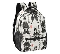 linqin Samurai Cat Art Zaino casual con tracolla regolabile S, Samurai Cat Art, Small, Zaino